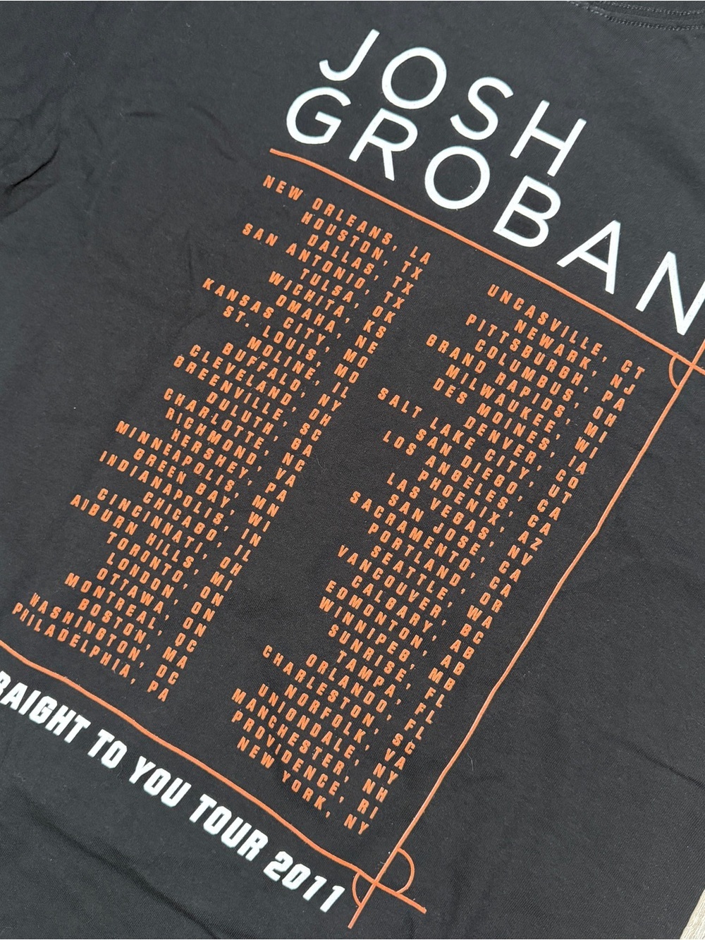 Vintage 2011 Josh Groban Straight To You Tour T-Shirt Large - Picture 5 of 7